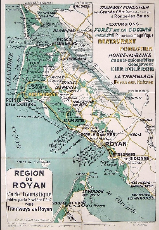 La carte tramway de  Royan avant guerre
